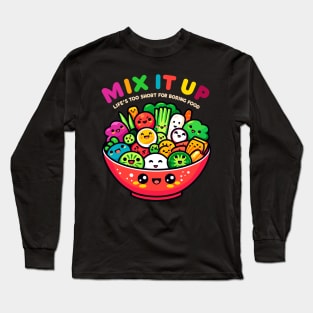 Happy Veggies Salad Bowl - Cute Kawaii Vegetarian Long Sleeve T-Shirt